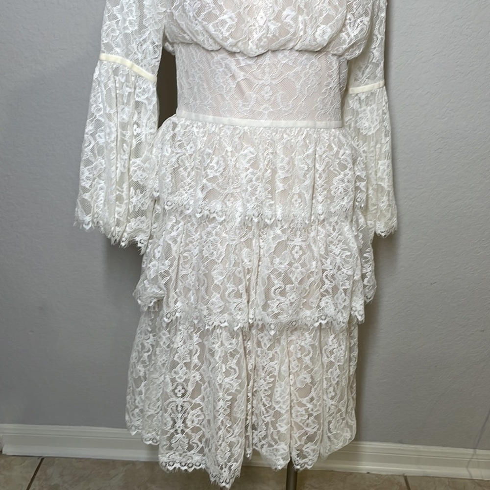 Tadashi Shoji Jacquin off shoulder lace dress size 10 - Picture 4 of 10